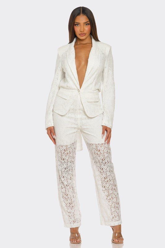 The Aleksandra All Over Lace Suit Set – Ivory Marie