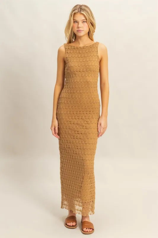 The Charlotte Crochet Open Back Maxi Dress – Ivory Marie