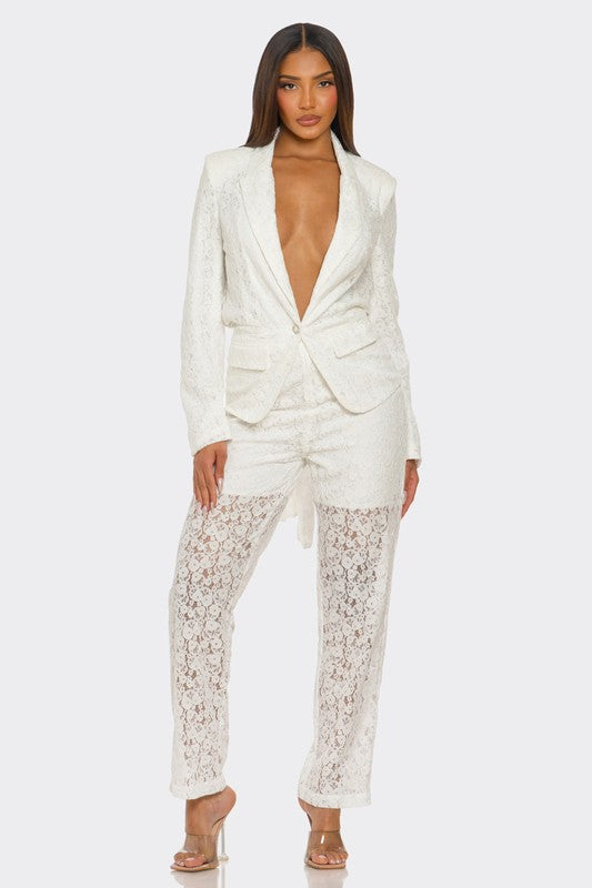 The Aleksandra All Over Lace Suit Set – Ivory Marie