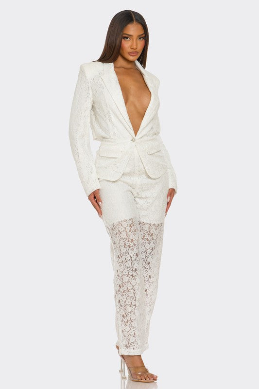 The Aleksandra All Over Lace Suit Set – Ivory Marie